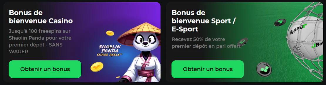 Betify Casino bonus de bienvenue avec jusqu’à 100 free spins et bonus Sport / E-Sport sur le premier dépôt